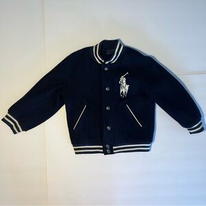 Vintage Polo Ralph Lauren Boys Bomber Jacket 3t Navy Large Pony Varsity